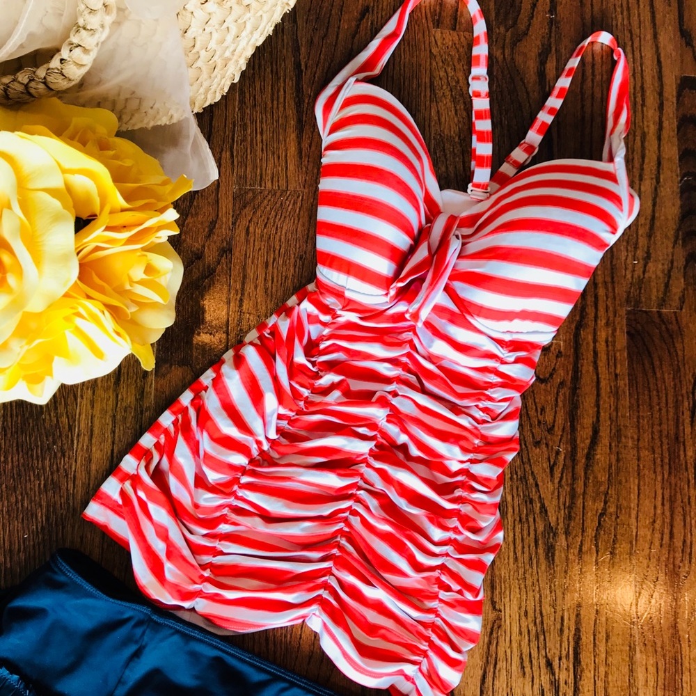 SEAFOLLY Australia Orange & White Tankini Swim Top